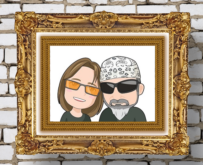 framed cartoon portrait